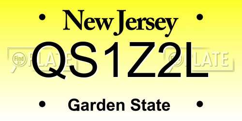 QS1Z2L New Jersey License Plate