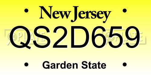 QS2D659 New Jersey License Plate