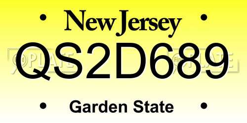QS2D689 New Jersey License Plate
