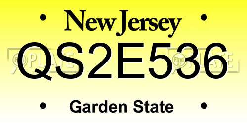 QS2E536 New Jersey License Plate