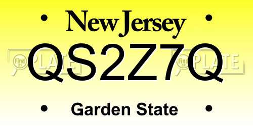 QS2Z7Q New Jersey License Plate