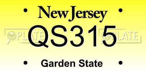 QS315 New Jersey License Plate