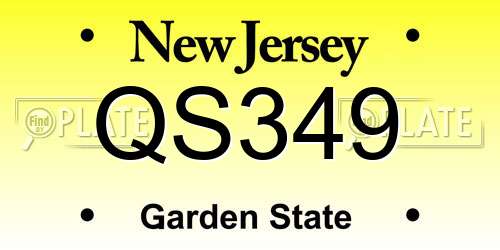 QS349 New Jersey License Plate