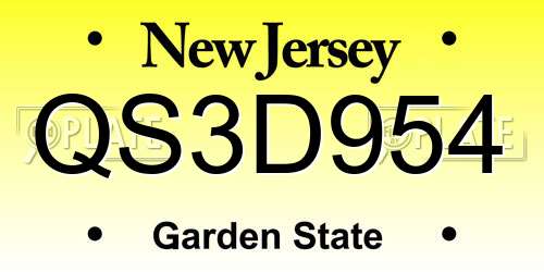 QS3D954 New Jersey License Plate