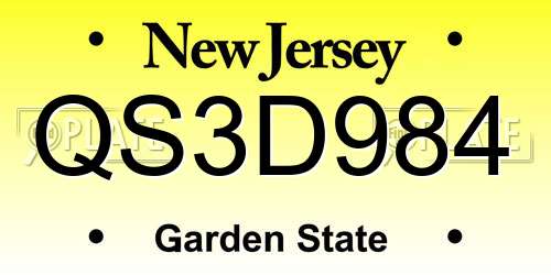 QS3D984 New Jersey License Plate