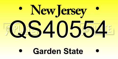 QS40554 New Jersey License Plate