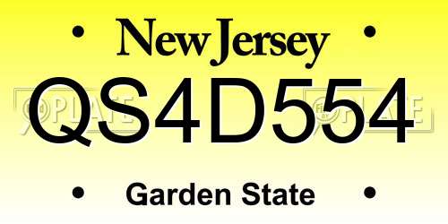 QS4D554 New Jersey License Plate