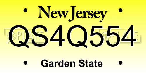 QS4Q554 New Jersey License Plate