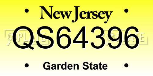 QS64396 New Jersey License Plate