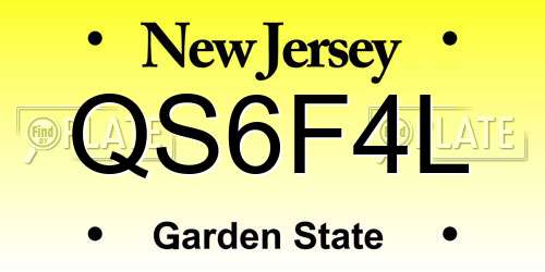 QS6F4L New Jersey License Plate
