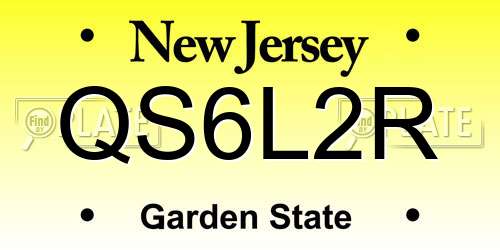 QS6L2R New Jersey License Plate