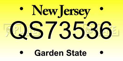 QS73536 New Jersey License Plate