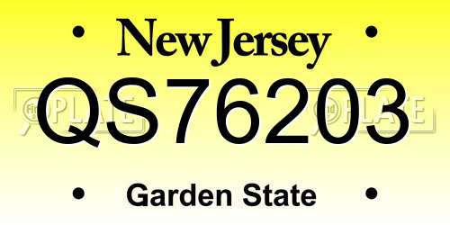QS76203 New Jersey License Plate