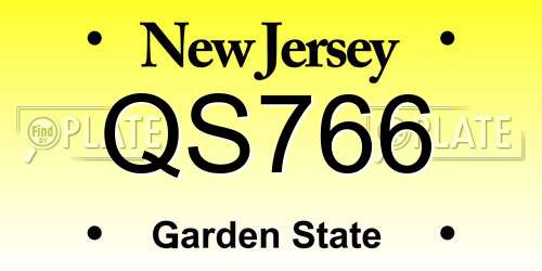 QS766 New Jersey License Plate