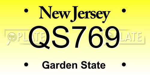 QS769 New Jersey License Plate