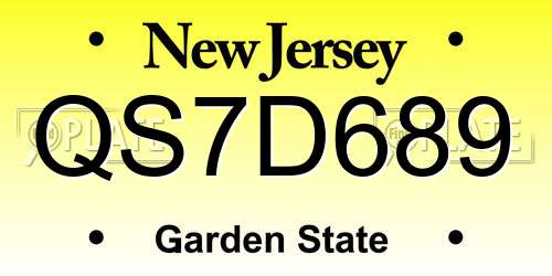 QS7D689 New Jersey License Plate