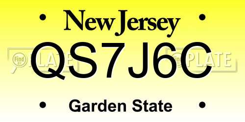 QS7J6C New Jersey License Plate