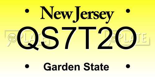 QS7T2O New Jersey License Plate