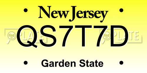 QS7T7D New Jersey License Plate
