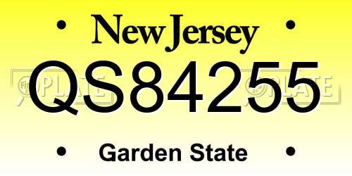 QS84255 New Jersey License Plate