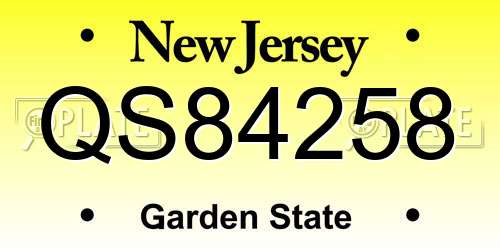 QS84258 New Jersey License Plate