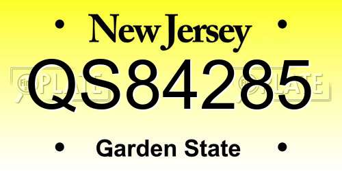 QS84285 New Jersey License Plate