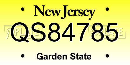 QS84785 New Jersey License Plate
