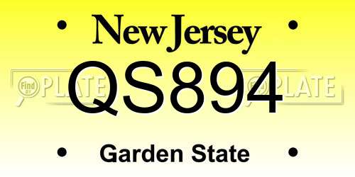 QS894 New Jersey License Plate
