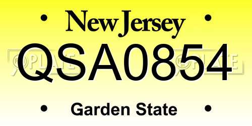 QSA0854 New Jersey License Plate