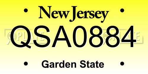 QSA0884 New Jersey License Plate