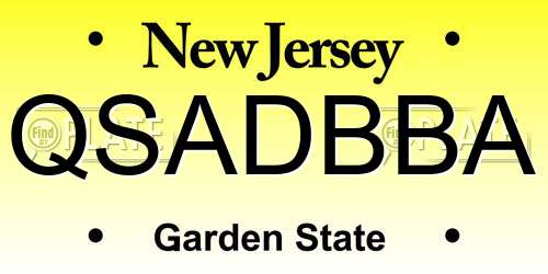 QSADBBA New Jersey License Plate