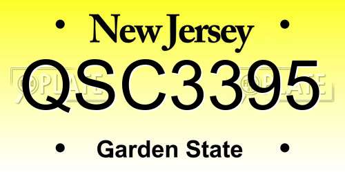 QSC3395 New Jersey License Plate