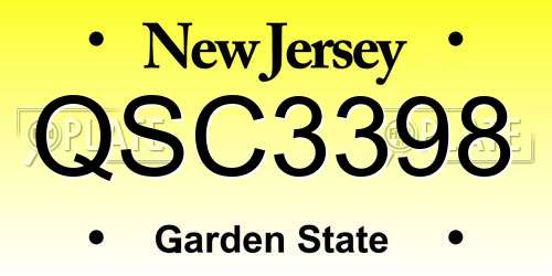 QSC3398 New Jersey License Plate
