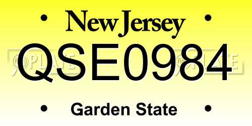 QSE0984 New Jersey License Plate