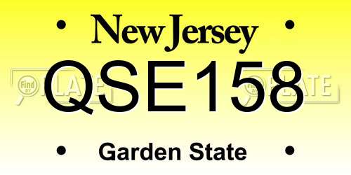 QSE158 New Jersey License Plate