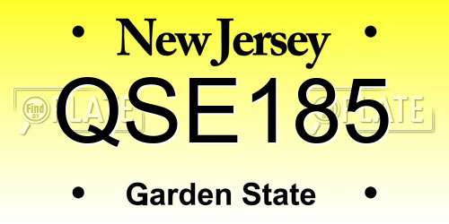 QSE185 New Jersey License Plate