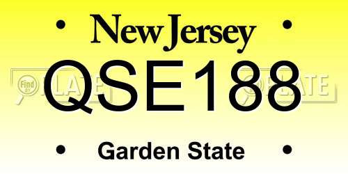 QSE188 New Jersey License Plate