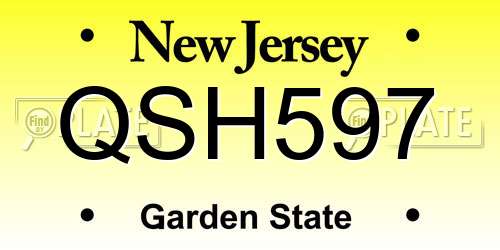 QSH597 New Jersey License Plate