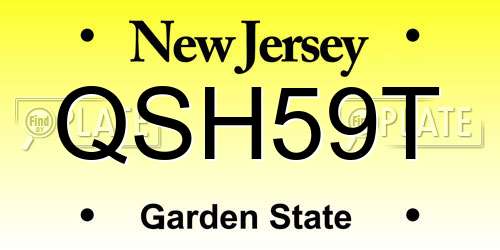 QSH59T New Jersey License Plate