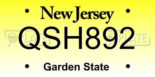 QSH892 New Jersey License Plate