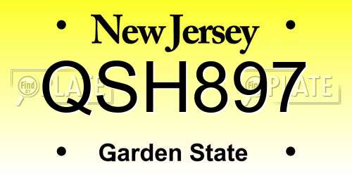 QSH897 New Jersey License Plate