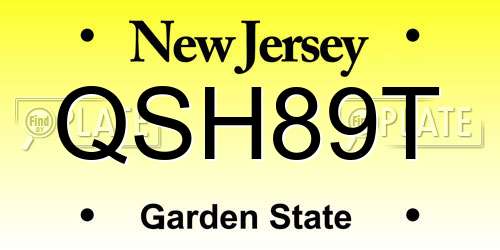 QSH89T New Jersey License Plate