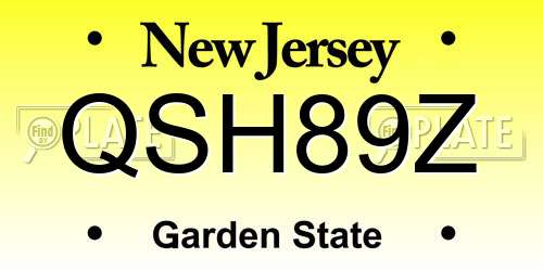 QSH89Z New Jersey License Plate