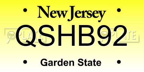 QSHB92 New Jersey License Plate