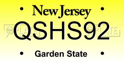 QSHS92 New Jersey License Plate