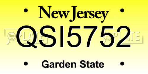 QSI5752 New Jersey License Plate