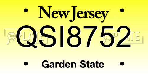 QSI8752 New Jersey License Plate
