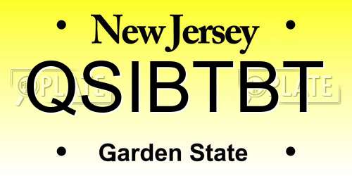 QSIBTBT New Jersey License Plate
