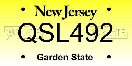 QSL492 New Jersey License Plate