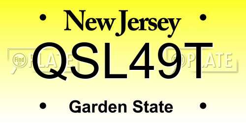 QSL49T New Jersey License Plate